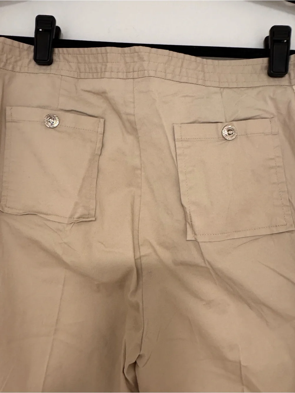 CHANEL VINTAGE KHAKI ANKLE TRACK TROUSERS-SIZE 40-MINT CONDITION